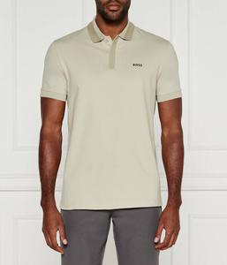 Поло мужское Boss Green Пэдди с декором ворота, бежевый