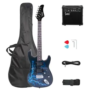 Электрогитара Glarry GST-E полноразмерная с грифом из палисандра, звукосниматели HH + усилитель 20 Вт