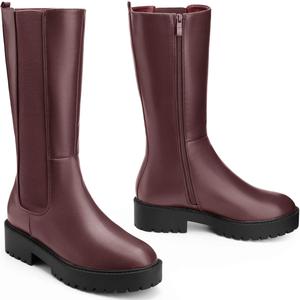 Женские сапоги Perphy Calf на высокой платформе выше щиколотки, Burgundy