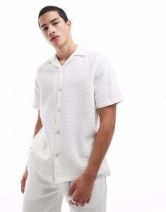 Свободная вафельная рубашка цвета кремовый Only & Sons