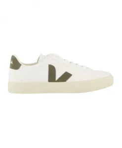 Кроссовки Campo белые/хаки кожаные Veja, белый