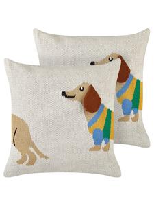 Beliani Комплект из 2 декоративных подушек BATTAL в бежево-желто-зеленой цветовой гамме