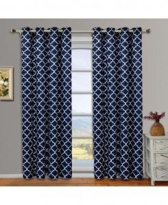 Комплект из двух плотных теплоизолирующих штор Meridian Room Darkening Thermal Insulated Curtain (52"x84"), размер 52"x84" Egyptian Linens, Navy