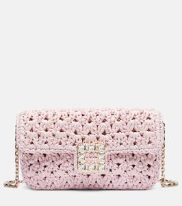 Jeu De Fille клатч из рафии с декоративными элементами Roger Vivier, Rosa + Oro