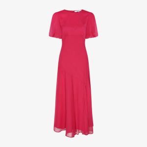 Платье макси Omnes Nola с круглым вырезом и пышными рукавами, пурпурный