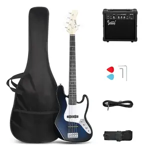 Электрическая бас-гитара Glarry GJazz на 5 струн, полный размер, синия + усилитель 20 Вт