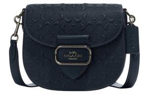 Сумка-седло из коровьей кожи через плечо маленького размера для женщин Полуночный синий COACH