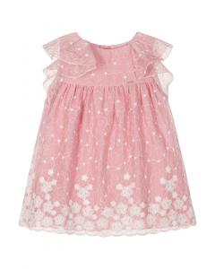 Mayoral Платье с рюшами и буфами, розовый