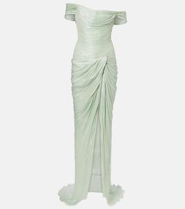 Платье-корсет с открытыми плечами и драпировкой Marmar Halim, Mint Green