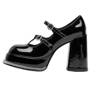 SHOESZOOO Туфли Мэри Джейн на массивном каблуке 10,5 см, женские, Hepburn, черные