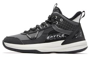 QIAODAN Амортизирующие противоскользящие и износостойкие баскетбольные кроссовки мидтоп мужские черно-серые