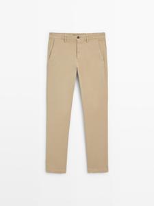 Зауженные брюки с микротекстурой Massimo Dutti, ochre