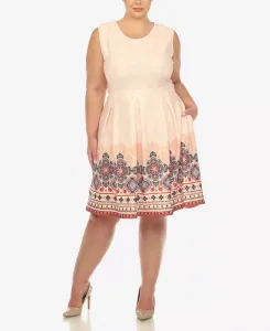 Платье приталенное с расклешенной юбкой до колена Plus Size White Mark, оранжевый