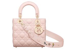 DIOR Lady Sheepskin Lady Bag Shoulder Bag, Crossbody Bag, Handbag Small Women's Light Pink