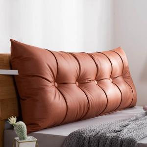 Треугольная подушка для изголовья, подушка-клин для изголовья, подушка для чтения, декоративная подушка для кровати, большая подушка-валик для поддержки спины и поясницы со съемным чехлом (цвет: оранжевый, размер: полный/47 дюймов) COZMAX, Orange