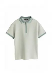 Рубашка-Поло с коротким рукавом и геометрическим вырезом на молнии стандартного кроя Next, Mineral