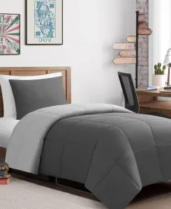 Двусторонний комплект постельного белья с квадратной строчкой, 2 предмета, размер Twin/Twin XL Lucky Brand, светло-серый/темно-серый