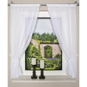 Карнизная штора LEONA с сборкой, 2 шт., ВxШ: 125x75 Home Wohnideen, белый