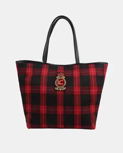 Клетчатая сумка Сумка-шоппер с нашивкой с гербом Lola Casademunt, красный