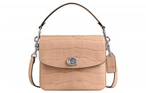 Сумка через плечо Cassie из телячьей кожи маленькая квадратная Coach серебристая и светло-желтая