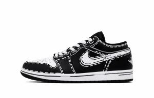 Jordan Баскетбольные кроссовки Air 1 Low'Orca' с антискользящим покрытием, износостойкие, винтажные, унисекс, черные