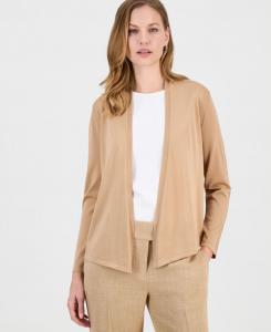 Женский кардиган с декоративной строчкой и открытым передом Kasper, Soft Sand