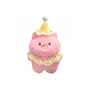 Плюшевая кукла Пятачок в виде детеныша животного высота 22 см LOGISTAR, Custard Birthday Hat Bib Hi Piglet Baby