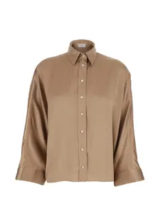 Блузка на пуговицах Brunello Cucinelli, бежевый
