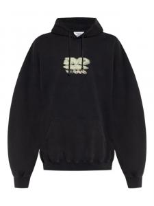 Толстовка с капюшоном из хлопка с графическим принтом VETEMENTS, черный
