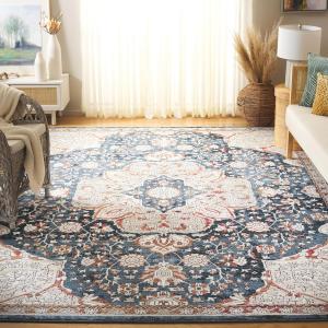 Ковер SAFAVIEH, 275 x 366 см, Rosewood Collection, Ivory & Blue, традиционный дизайн, устойчивый к пятнам, идеален для помещений с высокой проходимостью в гостиной, спальне и столовой (ROW104B-9)