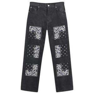 Вельветовые брюки с вышивкой в виде банданы Nomarhythm Textile, серый