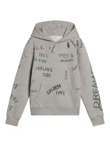 Флисовая толстовка с принтом Golden Goose Kids, серый