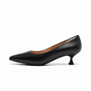 Стройные каблуки Лодочки Мелкие V-образные Без подкладки Туфли 4,5 см Женские Чёрные 2024 Весна-Лето Новинка ST&SAT, 10 Ярко-чёрный