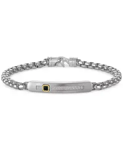 Браслет с белыми и черными бриллиантами (1/6 карата) из нержавеющей стали Macy'S, steel