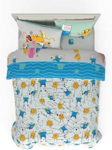 Комплект постельного белья Full, Adventure Time Finn & Jake, 7 предметов, супермягкий, уютный, двусторонний, с пододеяльником, простыней и наволочкой Franco