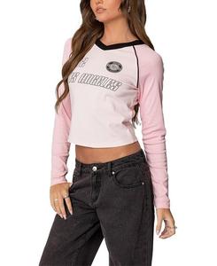 Футболка с длинным рукавом Edikted Game, розовый