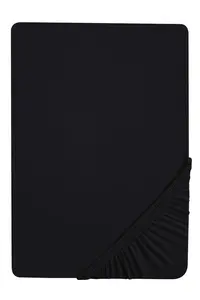 Простыня на резинке 140x200 см до 160x200 см, простыня на резинке из эластичного трикотажа, черная Biberna