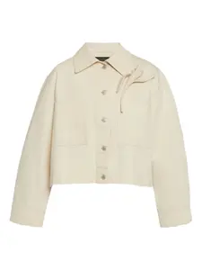 Укороченная джинсовая куртка с цветочной аппликацией Erdem, бежевый