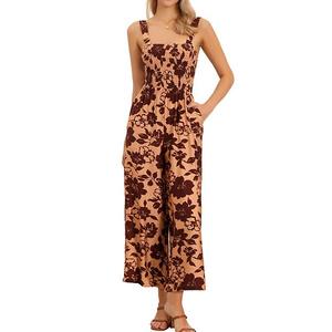 Женский комбинезон с цветочным принтом, без рукавов, с высокой талией и широкими штанинами Inspire Chic