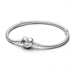 Браслет Pandora Moments Heart Clasp Snake Chain Bracelet, стерлинговое серебро