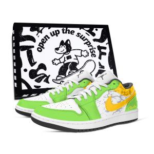 Jordan Кроссовки Air 1 Vintage Unisex Low top белые, желтые, зеленые