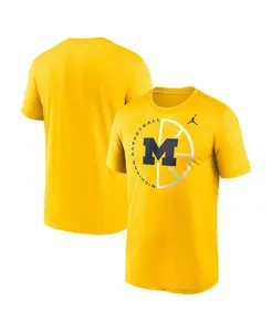 Мужская футболка Michigan Wolverines Legend Basketball Icon Performance цвета кукурузного желтого Jordan