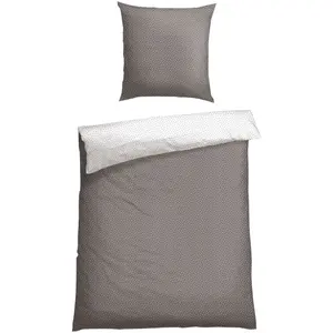 Двустороннее постельное белье Schiesser «Милли из мягкого хлопка с модным цветочным узором», (2 шт.), MADE IN GREEN, сертификат OEKO-TEX, серый