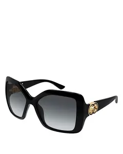 Солнцезащитные очки прямоугольной формы, 59 мм Gucci, черный