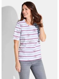 GOLDNER Короткий размер: Футболка белого / ягодного / серого / с узором