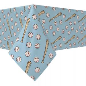 Прямоугольная скатерть, 100% хлопок, 52x104 дюйма, бейсбольные мячи и биты.