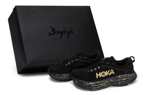 HOKA ONE ONE Кроссовки Bondi 8 с низким верхом, устойчивые к истиранию, мужские, черно-золотые