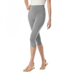 Женщина в женских леггинсах-капри из эластичного хлопка для миниатюрных размеров больших размеров Woman Within, цвет Medium Heather Grey