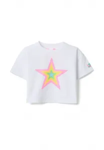 Эластичная футболка свободного кроя с принтом в виде звезд. Ovs, Optical White