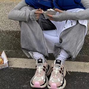 Кроссовки унисекс на толстой подошве с низким верхом розового/белого/серого цвета Xingdiman, розовый